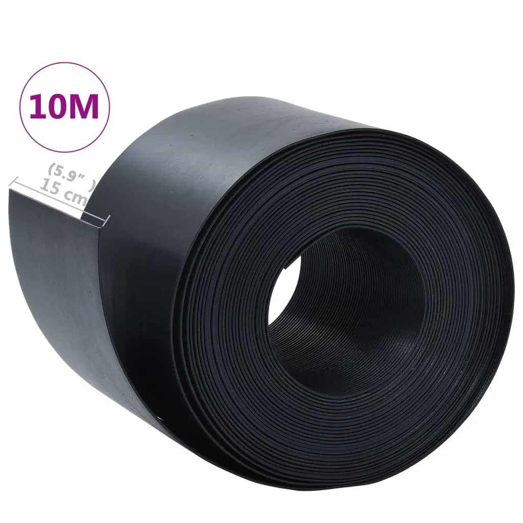 Borde de jardín PE negro 10 m 15 cm