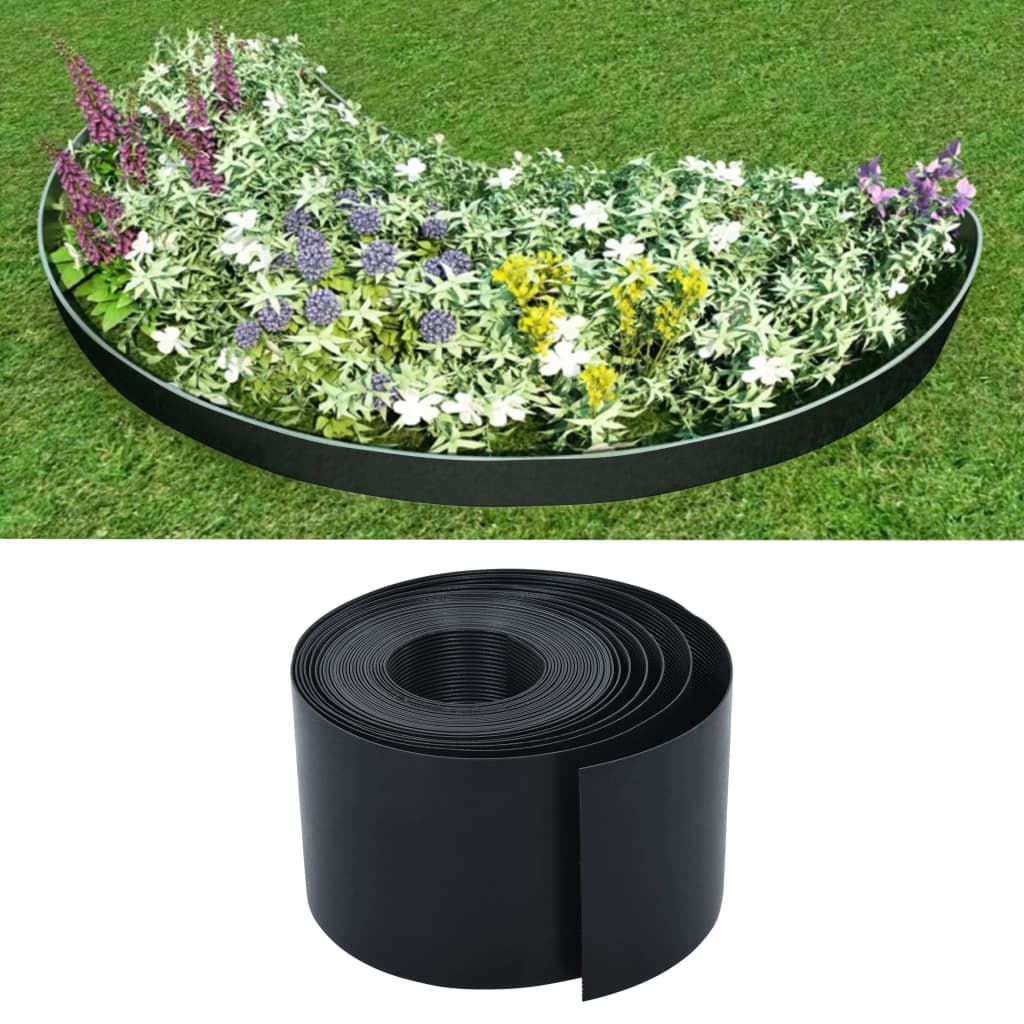 Borde de jardín PE negro 10 m 15 cm
