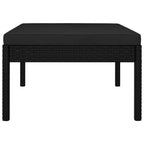 Set de muebles de jardín 3 piezas y cojines ratán sintético negro