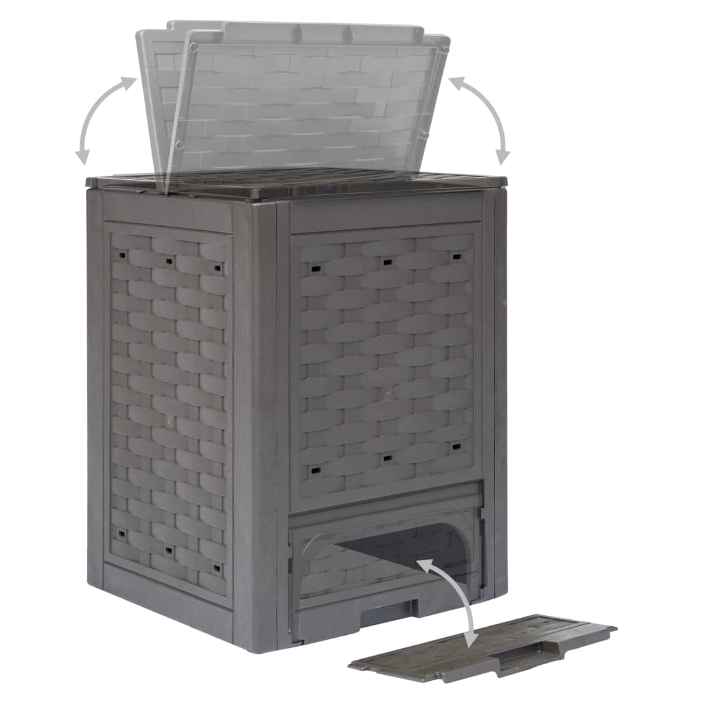 Compostador de jardín 2 uds plástico ratán 60x60x83 cm 600 L