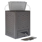 Compostador de jardín 2 uds plástico ratán 60x60x83 cm 600 L