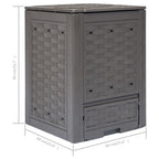 Compostador de jardín 2 uds plástico ratán 60x60x83 cm 600 L
