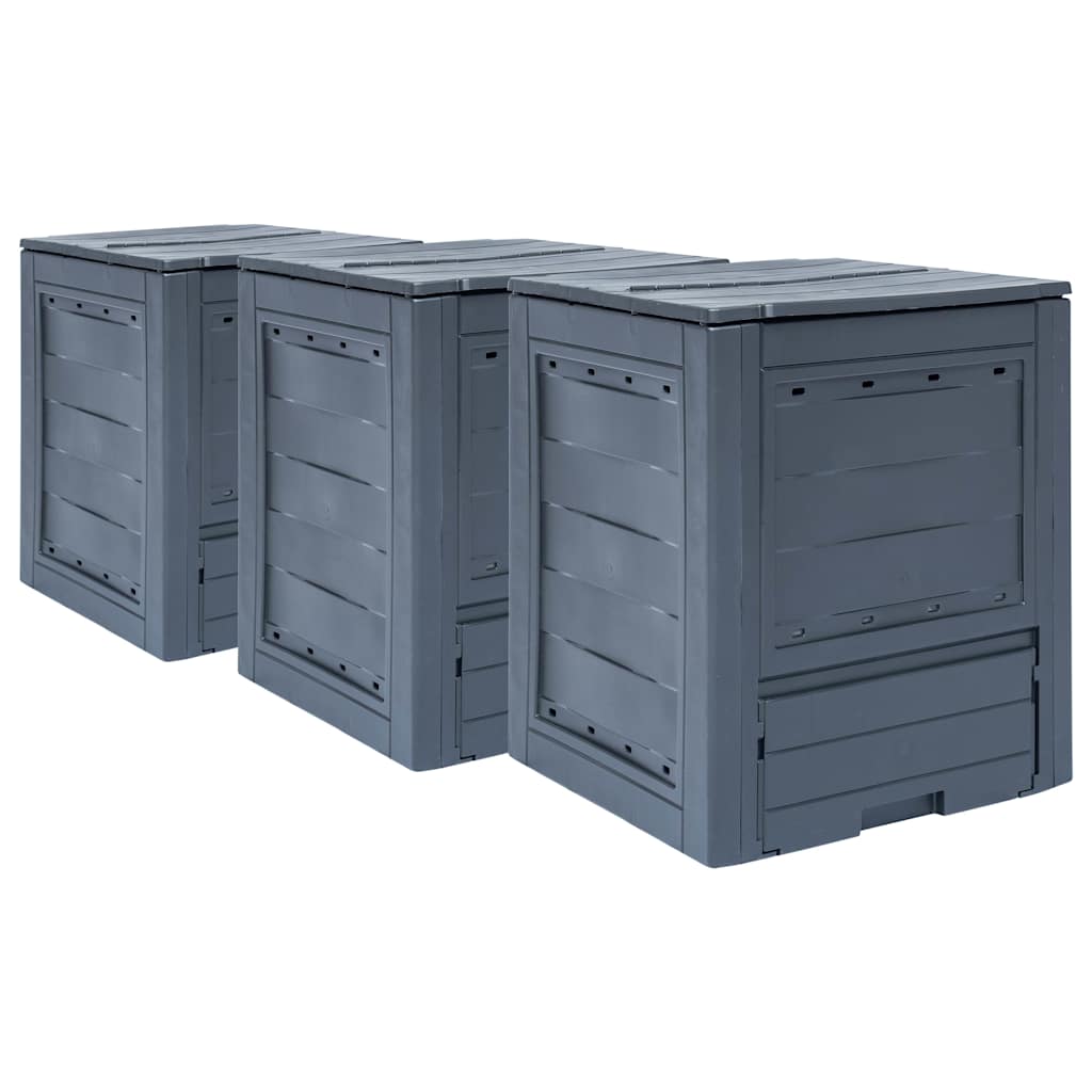 Compostador de jardín 2 uds plástico ratán 60x60x83 cm 600 L