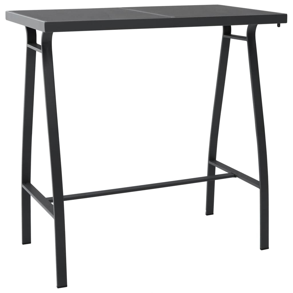 Black tempered glass high garden table 110x60x110 cm