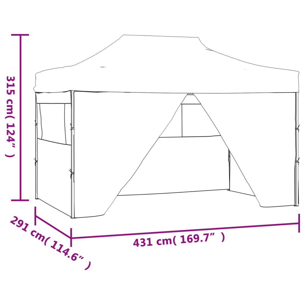 Carpa plegable para celebraciones con 4 paredes blanco 3x4,5 m