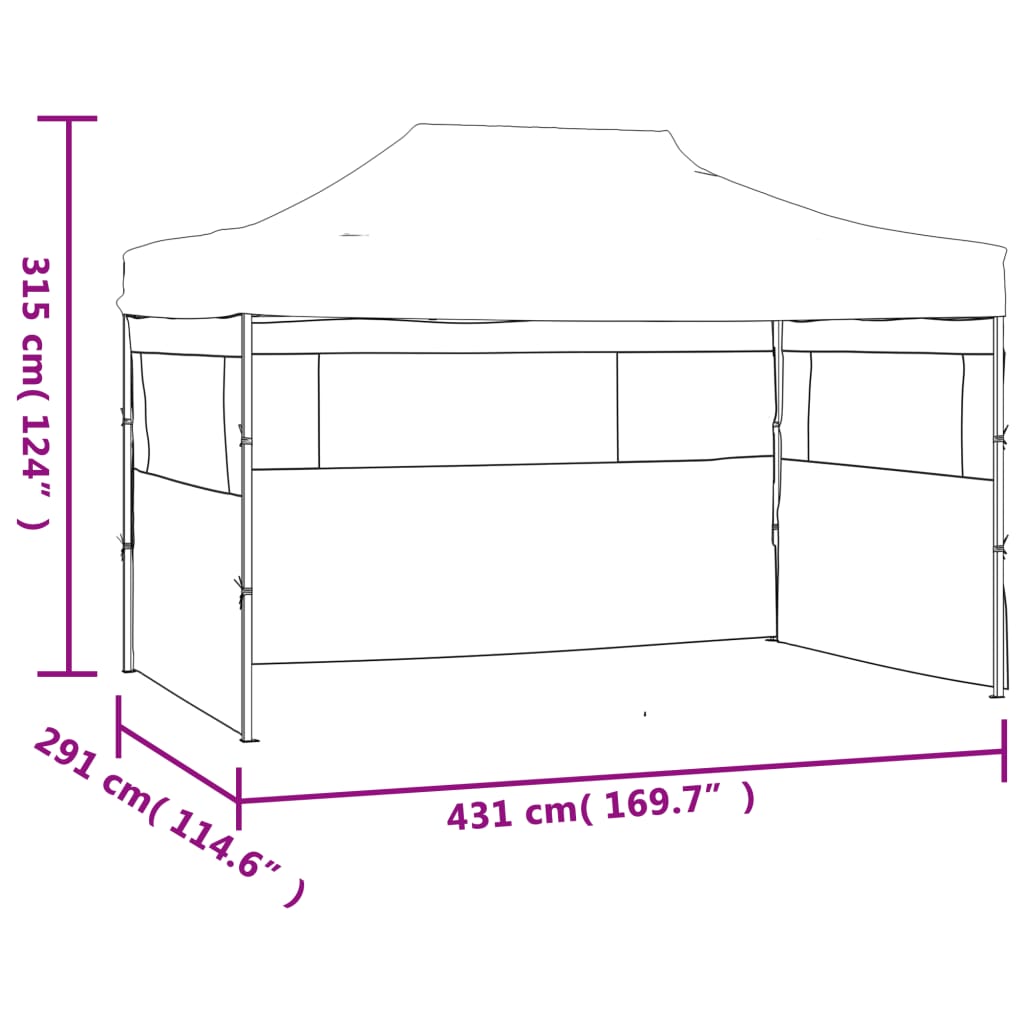 Carpa plegable para celebraciones con 3 paredes blanco 291x413x315 cm