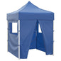 Professional folding gazebo with 4 walls blue steel 2x2 m