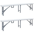 Bancos de jardín plegables 2 unidades 180 cm HDE blanco