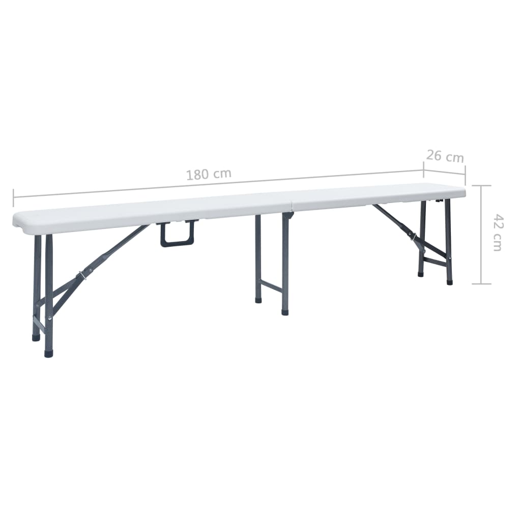 Bancos de jardín plegables 2 unidades 180 cm HDE blanco