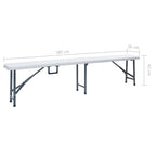 Bancos de jardín plegables 2 unidades 180 cm HDE blanco