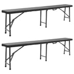 Bancos de jardín plegables 2 unidades HDPE negro 180 cm