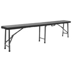 Bancos de jardín plegables 2 unidades HDPE negro 180 cm