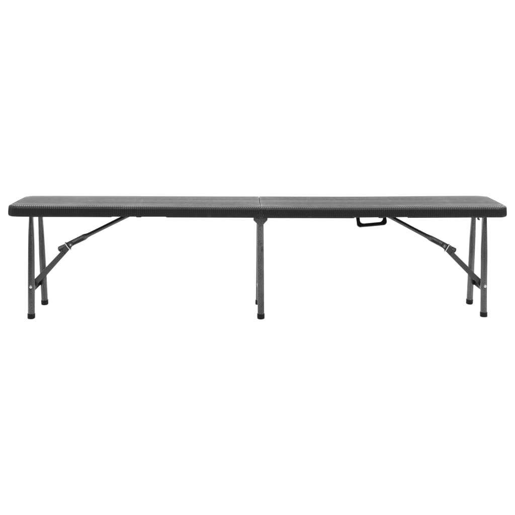 Bancos de jardín plegables 2 unidades HDPE negro 180 cm