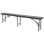 Bancos de jardín plegables 2 unidades HDPE negro 180 cm