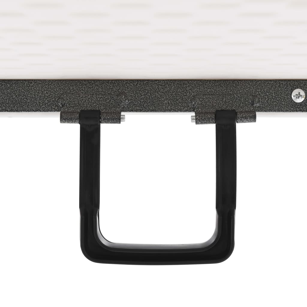 Mesa de jardín plegable con 2 bancos acero y HDPE blanco 180 cm