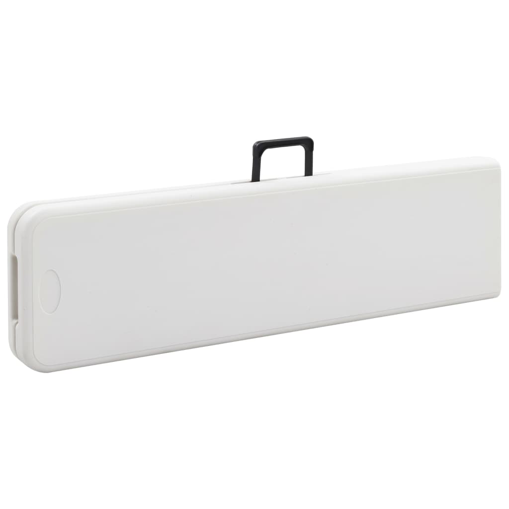 Mesa de jardín plegable con 2 bancos acero y HDPE blanco 180 cm