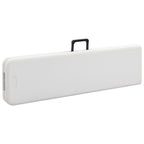 Mesa de jardín plegable con 2 bancos acero y HDPE blanco 180 cm