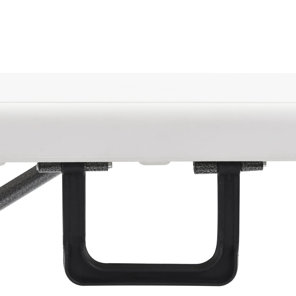 Mesa de jardín plegable con 2 bancos acero y HDPE blanco 180 cm