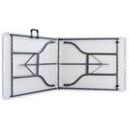 Mesa de jardín plegable con 2 bancos acero y HDPE blanco 180 cm