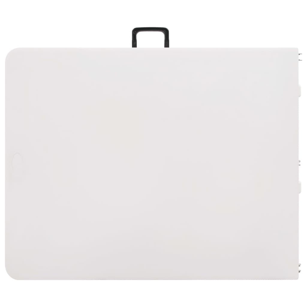 Mesa de jardín plegable con 2 bancos acero y HDPE blanco 180 cm