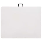 Mesa de jardín plegable con 2 bancos acero y HDPE blanco 180 cm