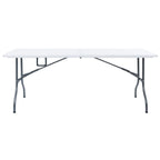 Mesa de jardín plegable con 2 bancos acero y HDPE blanco 180 cm