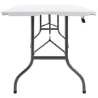 Mesa de jardín plegable con 2 bancos acero y HDPE blanco 180 cm