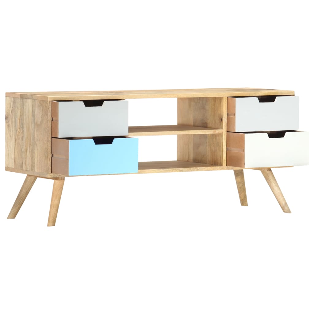Mueble para TV de madera maciza de mango 110x35x48 cm