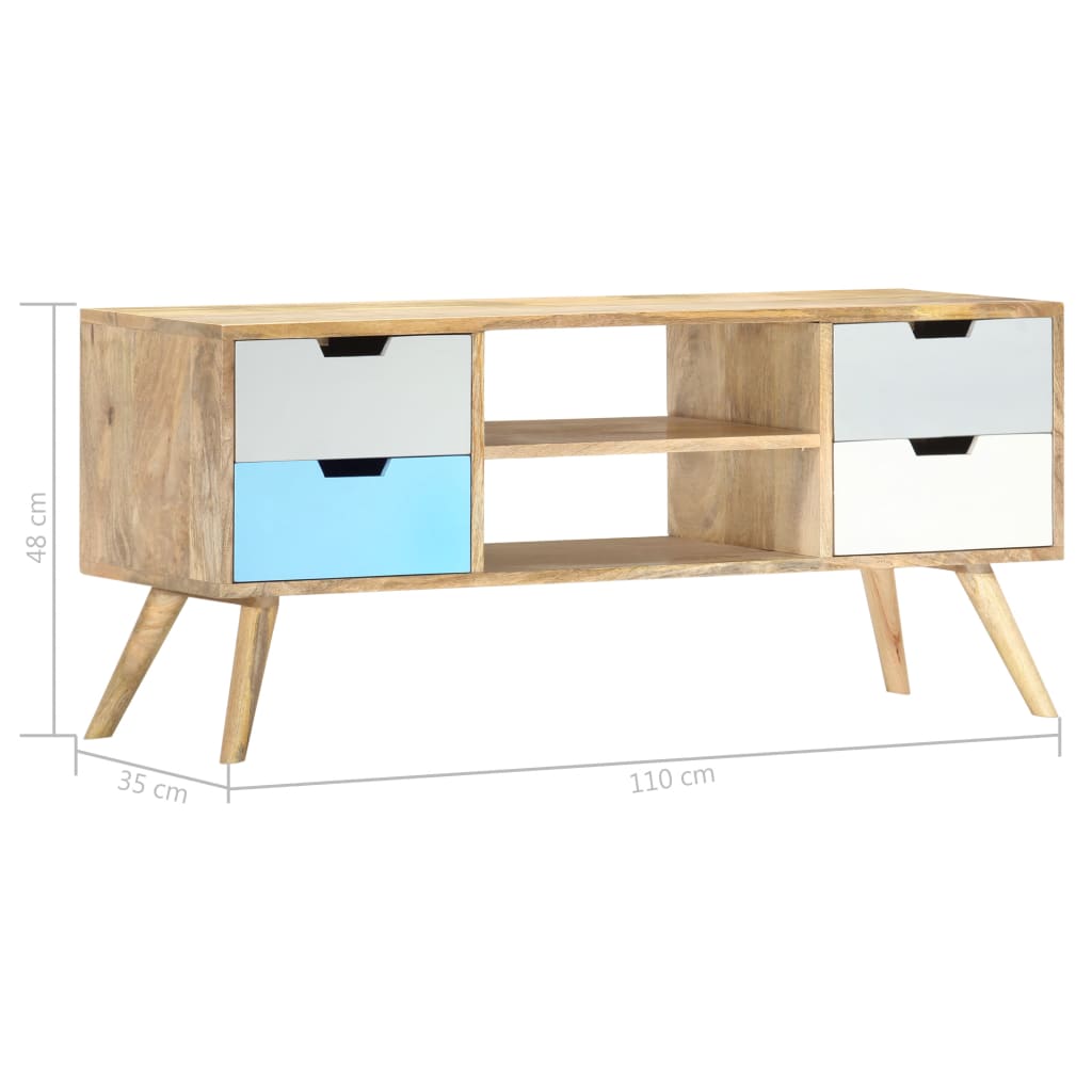 Mueble para TV de madera maciza de mango 110x35x48 cm