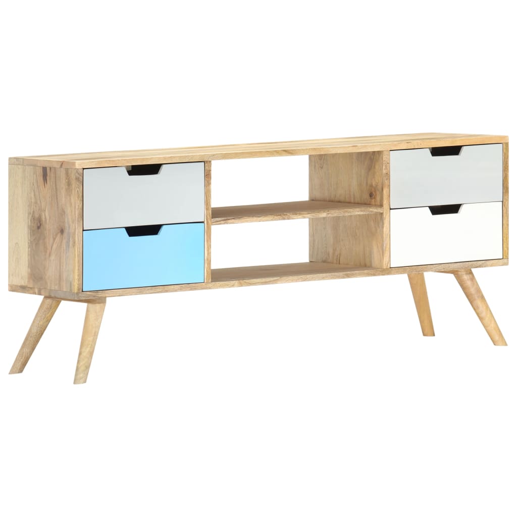 Mueble para TV de madera maciza de mango 110x35x48 cm