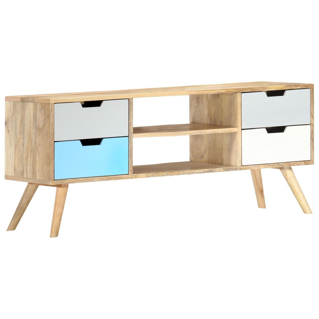 Mueble para TV de madera maciza de mango 110x35x48 cm
