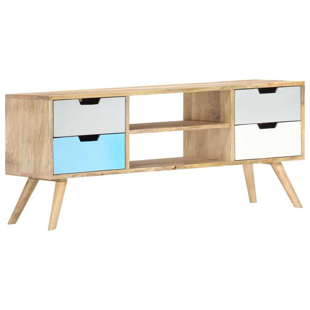 Mueble para TV de madera maciza de mango 110x35x48 cm
