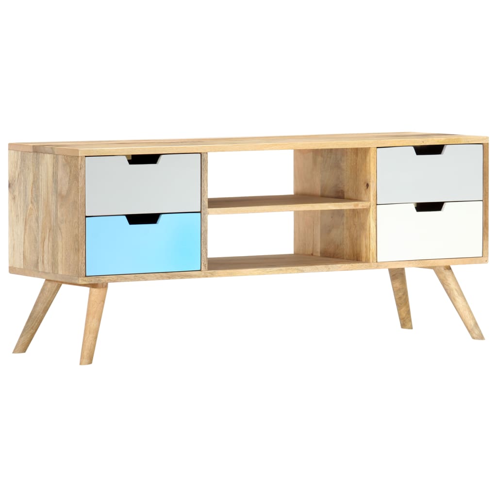 Mueble para TV de madera maciza de mango 110x35x48 cm