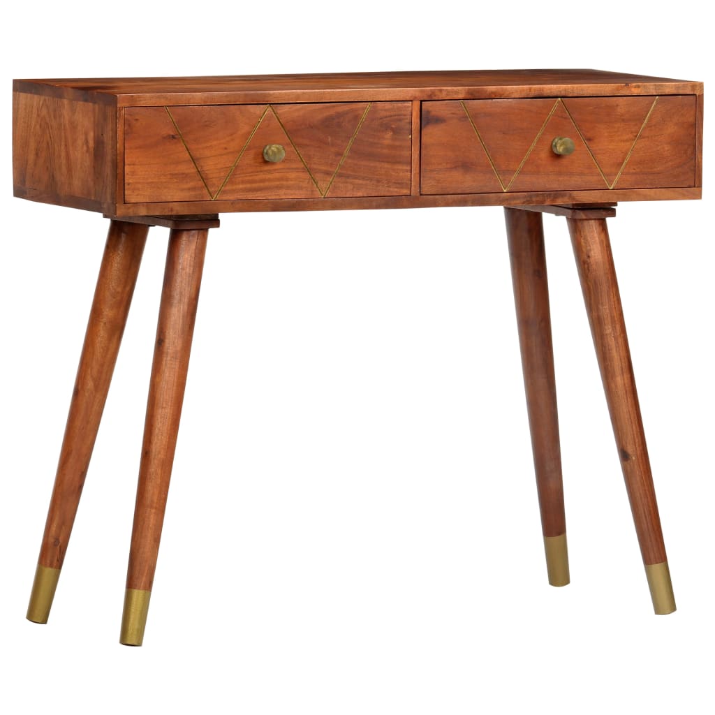 Mesa consola de madera maciza de acacia 90x35x76 cm