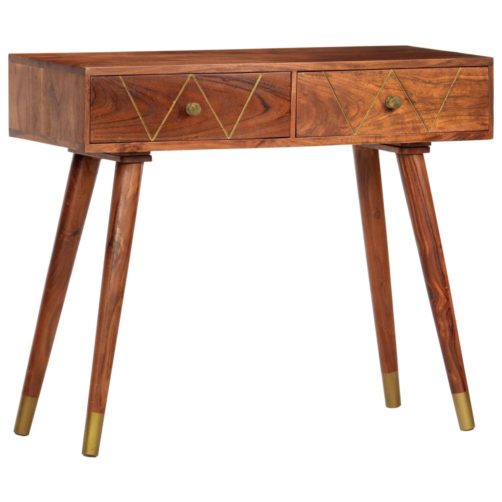 Mesa consola de madera maciza de acacia 90x35x76 cm