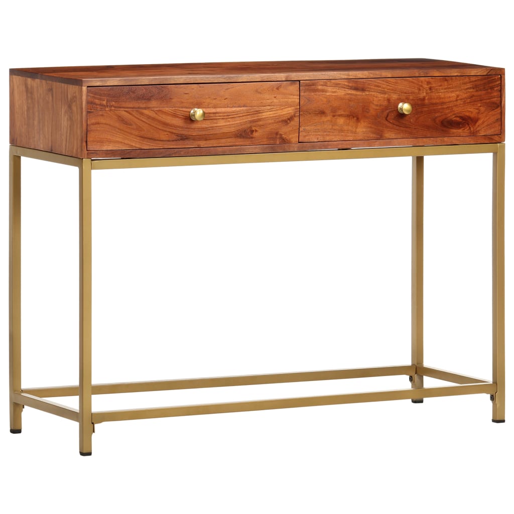 Mesa consola de madera maciza de acacia 100x35x76 cm