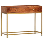 Mesa consola de madera maciza de acacia 100x35x76 cm