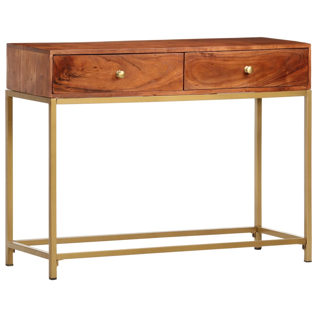 Mesa consola de madera maciza de acacia 100x35x76 cm