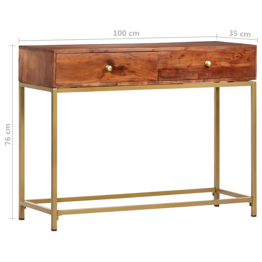 Mesa consola de madera maciza de acacia 100x35x76 cm