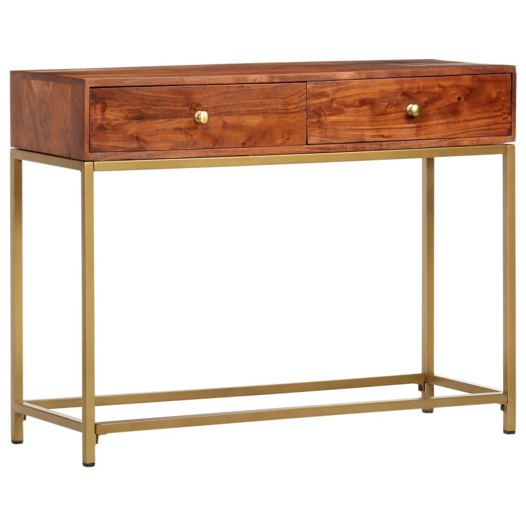 Mesa consola de madera maciza de acacia 100x35x76 cm