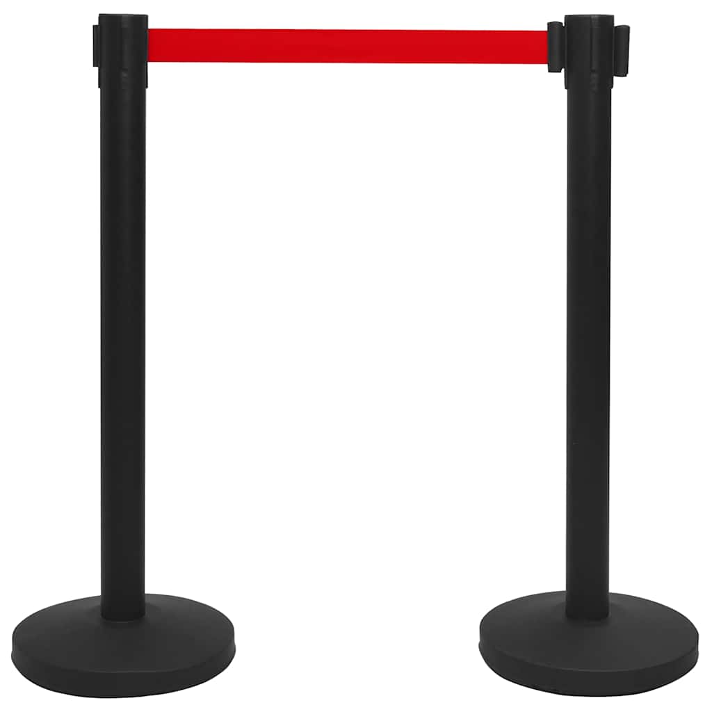 Barrera de cinta tipo aeropuerto con soportes acero negro