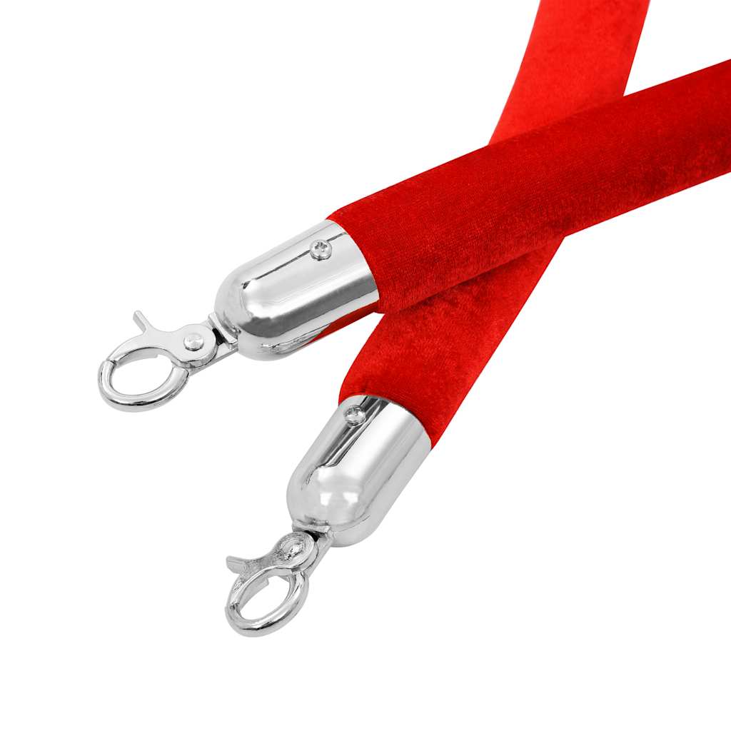 Cuerda para poste de control de masas terciopelo rojo plateado