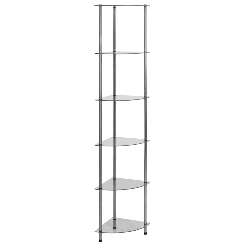 Estantería 6 niveles vidrio templado negro 30x30x160 cm
