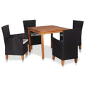 Set de comedor de jardín 5 pzas ratán sintético negro y marrón