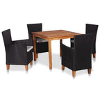 Set de comedor de jardín 5 pzas ratán sintético negro y marrón