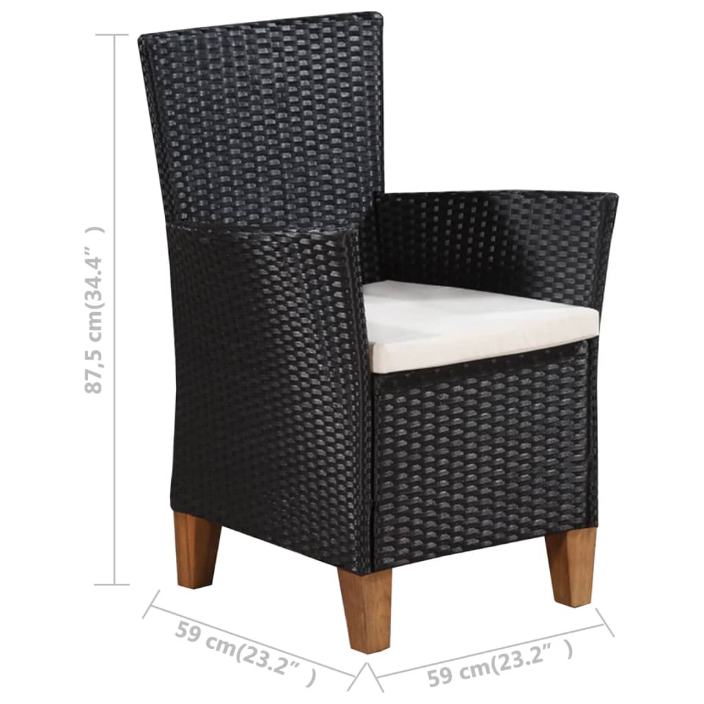 Set de comedor de jardín 5 pzas ratán sintético negro y marrón