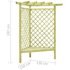 Pérgola esquina y asiento madera pino impregnada 130x130x197 cm