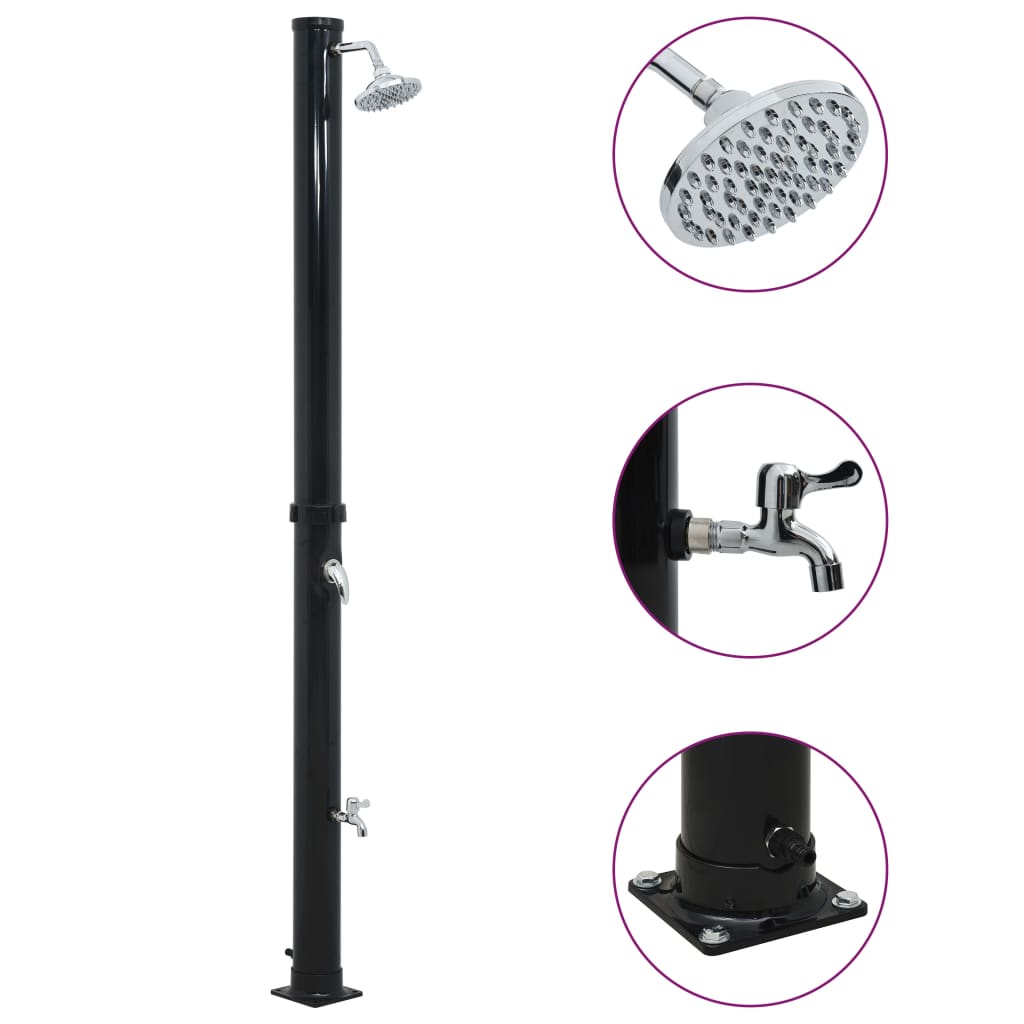 Ducha solar negra 214 cm 20 L