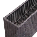 Arriate con 2 macetas ratán sintético negro 90x20x40 cm