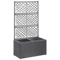 Enrejado y arriate 2 macetas ratán sintético gris 58x30x107 cm